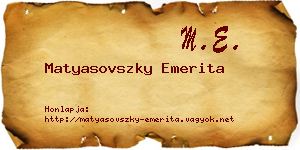 Matyasovszky Emerita névjegykártya